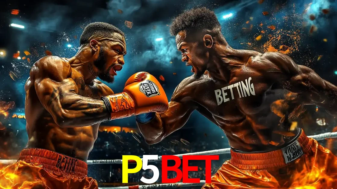 Dois boxeadores em uma luta intensa e explosiva, representando a adrenalina e as oportunidades de apostas em esportes de combate disponíveis na plataforma P5BET.