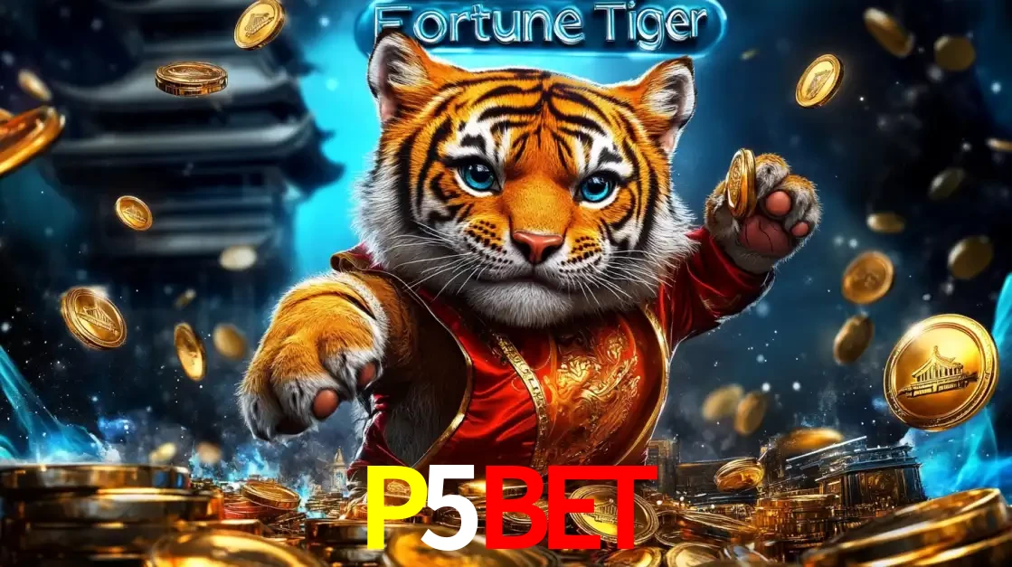 Imagem promocional do jogo de slot Fortune Tiger, com um tigre majestoso em traje tradicional cercado por uma fortuna em moedas de ouro, disponível agora no cassino P5BET.