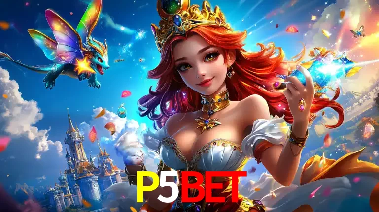 A princesa de um reino de fantasia mágico, com seu pequeno dragão, apresentando um mundo de prêmios encantados nos jogos de caça-níqueis do cassino P5BET.